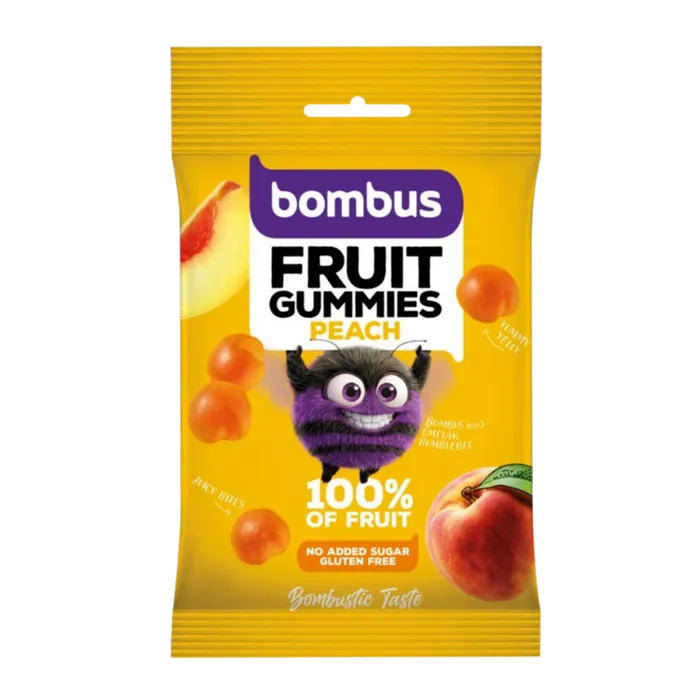 Bombus Fruit Gummies Peach broskvové želatinové bonbony 35 g